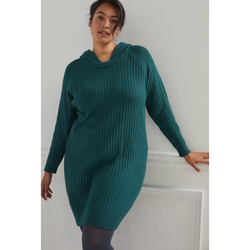 Anthropologie Saturday Sunday Hera Hooded Ribbed Sweater Dress NWT SZ 1X
